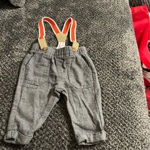 Newborn baby boy slacks with suspenders